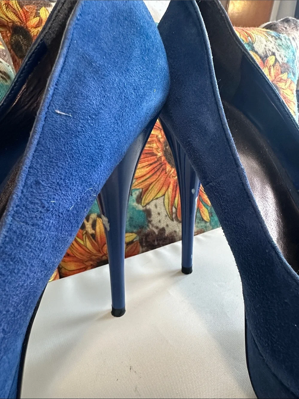 Bakers Royal Blue Suede Platform Pumps